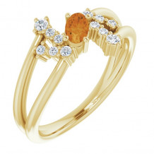 14K Yellow Citrine & 1/8 CTW Diamond Bypass Ring - 72099628P