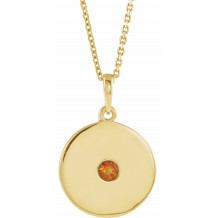 14K Yellow Citrine Disc 16-18 Necklace - 8651460115P