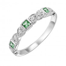 Gems One 14Kt White Gold Diamond (1/10Ctw) & Emerald (1/6 Ctw) Ring - FR1073-4WD