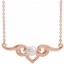 14K Rose Freshwater Cultured Pearl Bar 18 Necklace - 86940607P