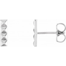 14K White Pyramid Bar Earrings - 86535600P