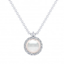 Gabriel & Co. 14k White Gold Grace Pearl & Diamond Necklace - NK5619W45PL