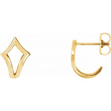 14K Yellow Geometric J-Hoop Earrings - 86517606P