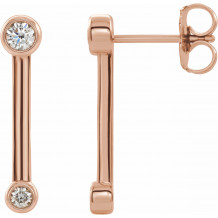 14K Rose 1/5 CTW Diamond Bezel-Set Bar Earrings - 87007602P