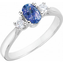 14K White Tanzanite & 1/6 CTW Diamond Ring - 61193207557P