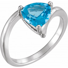 14K White Swiss Blue Topaz Ring - 71809600P