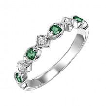 Gems One 14Kt White Gold Diamond (1/20Ctw) & Emerald (1/6 Ctw) Ring - FR1077-4WD
