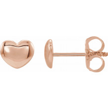 14K Rose 5.9x5.4 mm Youth Puffed Heart Earrings - 192034602P