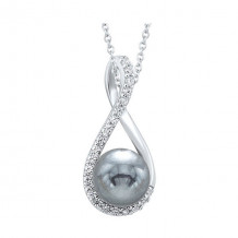 Gems One Silver Cubic Zirconia & Pearl (1 Ctw) Pendant - PD10231-SSW