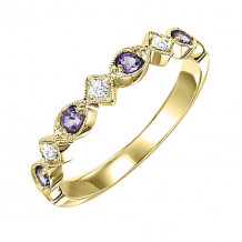 Gems One 10Kt Yellow Gold Diamond (1/20Ctw) & Amethyst (1/6 Ctw) Ring - FR1214-1YD