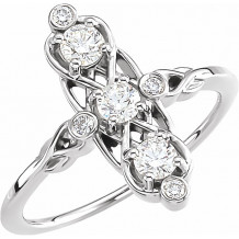 14K White 1/2 CTW Three-Stone Diamond Ring - 122212105P