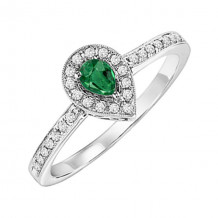 Gems One 14Kt White Gold Diamond (1/6Ctw) & Emerald (1/8 Ctw) Ring - FR4015-4WCE