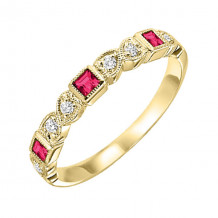 Gems One 14Kt Yellow Gold Diamond (1/10Ctw) & Ruby (1/6 Ctw) Ring - FR1071-4YD