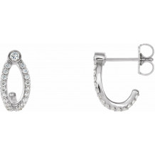 14K White 1/3 CTW Diamond J-Hoop Earrings - 86816600P