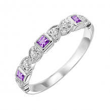 Gems One 10Kt White Gold Diamond (1/10Ctw) & Syn Alexandrite (1/6 Ctw) Ring - FR1263-1WD