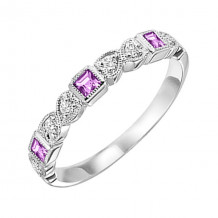 Gems One 10Kt White Gold Diamond (1/12Ctw) & Pink Sapphire (1/8 Ctw) Ring - FR1039-1WD