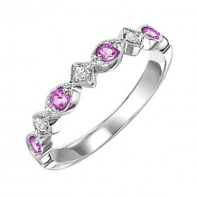 Gems One 14Kt White Gold Diamond (1/20Ctw) & Pink Sapphire (1/6 Ctw) Ring - FR1076-4WD