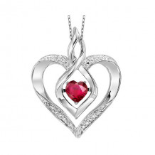 Gems One Silver Diamond (1/50 Ctw) & Created Ruby (1/4 Ctw) Pendant - ROL1165R