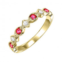 Gems One 10Kt Yellow Gold Diamond (1/20Ctw) & Ruby (1/6 Ctw) Ring - FR1043-1YD