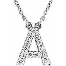 14K White Initial A 1/8 CTW Diamond 16 Necklace - 67311100P