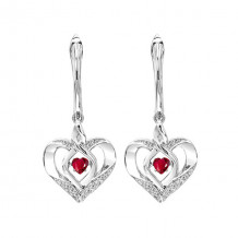 Gems One Silver Diamond (1/50 Ctw) & Created Ruby (1/8 Ctw) Earring - ROL2165R