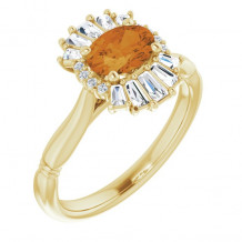 14K Yellow Citrine & 1/4 CTW Diamond Ring - 720846030P