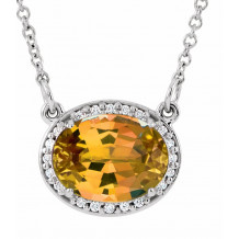 14K White Citrine & .05 CTW Diamond 16.5 Necklace - 8590370024P