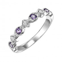 Gems One 10Kt White Gold Diamond (1/20Ctw) & Amethyst (1/6 Ctw) Ring - FR1214-1WD