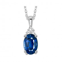 Gems One 10Kt White Gold Diamond (1/50Ctw) & Sapphire (1/2 Ctw) Pendant - FP4027-1WDS