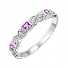 Gems One 14Kt White Gold Diamond (1/10Ctw) & Pink Sapphire (1/5 Ctw) Ring - FR1072-4WD