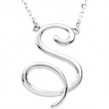 14K White Script Initial S 16 Necklace - 84635229P