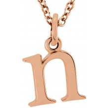 14K Rose Lowercase Initial n 16 Necklace - 8578070041P