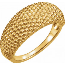 14K Yellow Beaded Dome Ring - 51679102P