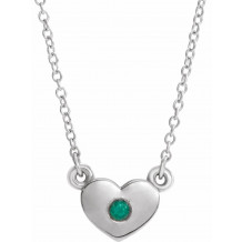 14K White Emerald Heart 16 Necklace - 8633560012P