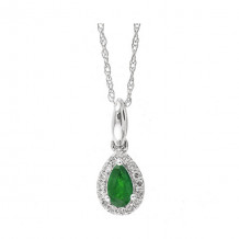 Gems One 10Kt White Gold Diamond (1/20Ctw) & Emerald (1/5 Ctw) Pendant - PD35152-1WDE