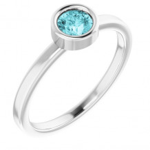 14K White 4.5 mm Round Blue Zircon Ring - 718066277P