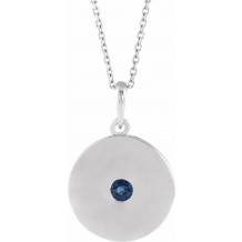 14K White Blue Sapphire Disc 16-18 Necklace - 8651460099P