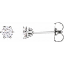 14K White 3.4 mm I2 1/3 CTW Diamond 6-Prong Wire Basket Earrings - 292366040P