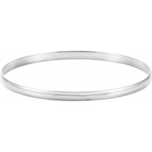 14K White 8 mm Half Round Bangle 7 3/4 Bracelet - BRC111651P