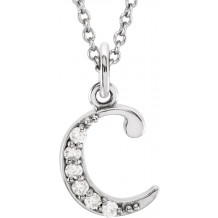 14K White .03 CTW Diamond Lowercase Initial c 16 Necklace - 8580360006P