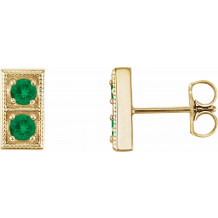 14K Yellow Emerald Two-Stone Earrings - 86538621P