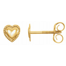 14K Yellow Heart Earrings - 1911512432900P