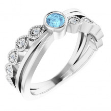 14K White Aquamarine & .05 CTW Diamond Ring - 71930600P