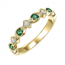 Gems One 14Kt Yellow Gold Diamond (1/20Ctw) & Emerald (1/6 Ctw) Ring - FR1077-4YD