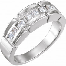 14K White 3/4 CTW Diamond Accented Men's Ring - 64225100463P
