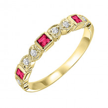 Gems One 10Kt Yellow Gold Diamond (1/10Ctw) & Ruby (1/5 Ctw) Ring - FR1030-1YD