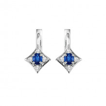 Gems One 14Kt White Gold Diamond (1/12Ctw) & Sapphire (1/3 Ctw) Earring - FE4031-4WCS