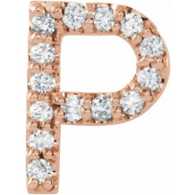 14K Rose .06 CTW Diamond Single Initial P Earring - 867976080P