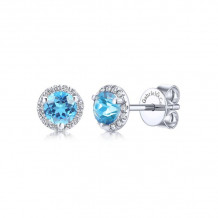 Gabriel & Co. 14k White Gold Lusso Color Gemstone & Diamond Stud Earrings - EG12372W45BT