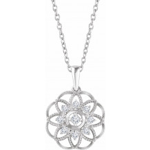 14K White 1/5 CTW Diamond Granulated Filigree 18 Necklace - 65260560000P